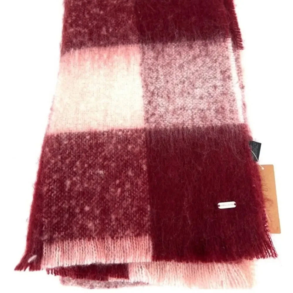 Steve Madden Burgundy Two-Tone Buffalo Blanket Scarf NWT
